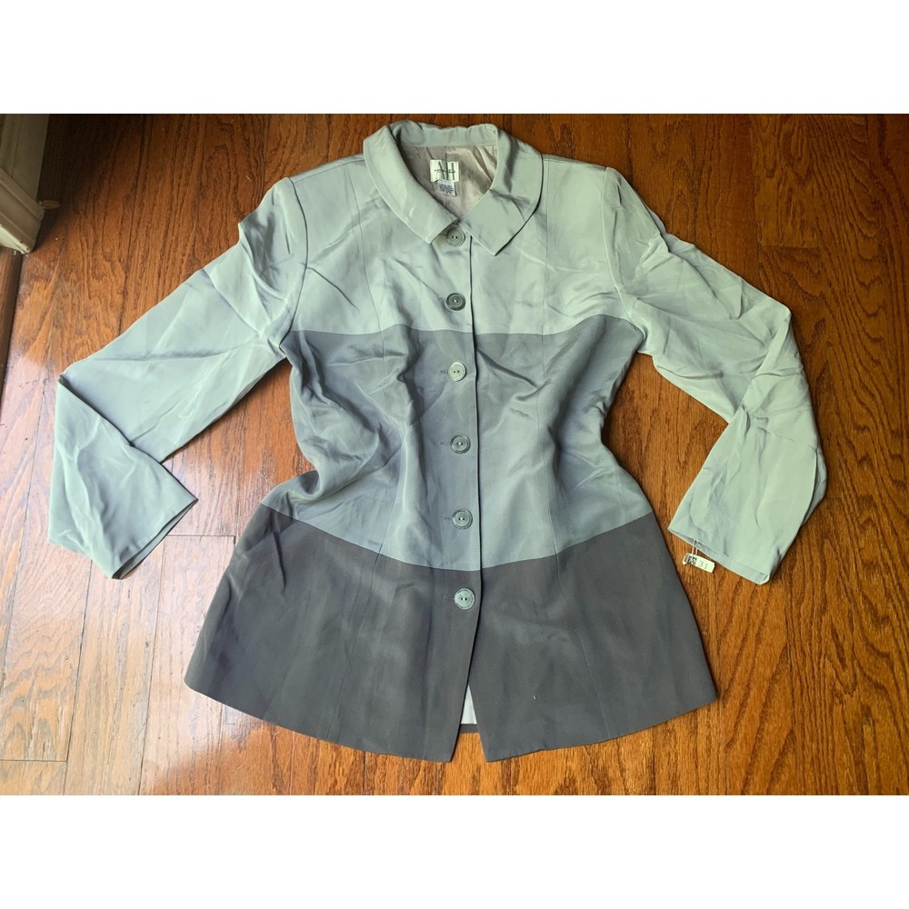 August Hale Women's Gray Blazer Color Block Size 8